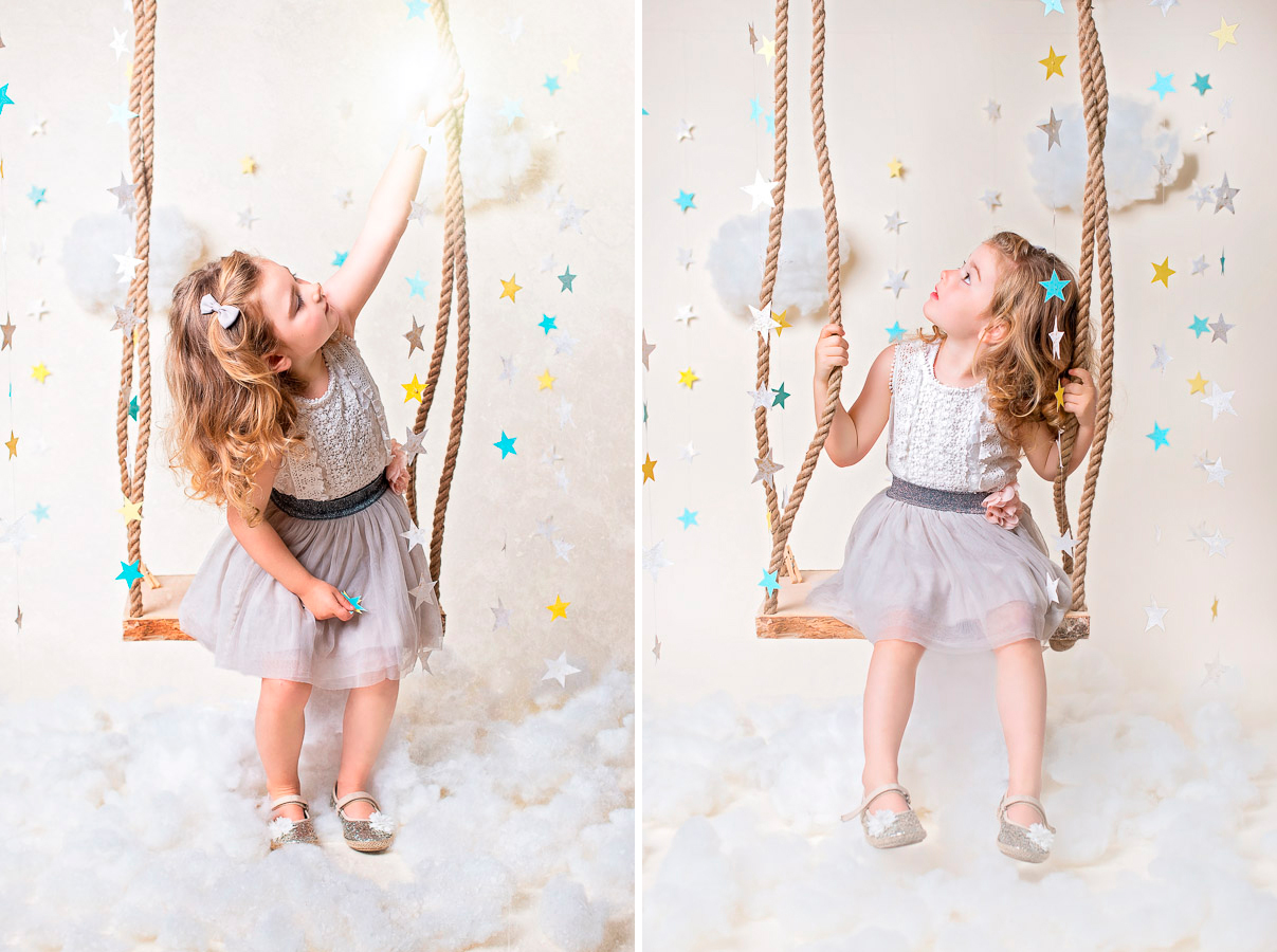Stars and clouds photography set up children photography