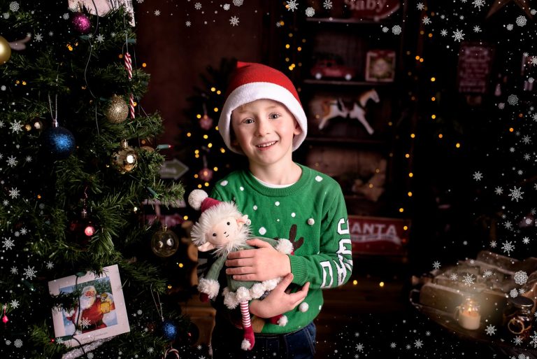 baby boy at christmas photo session by Irland photographer