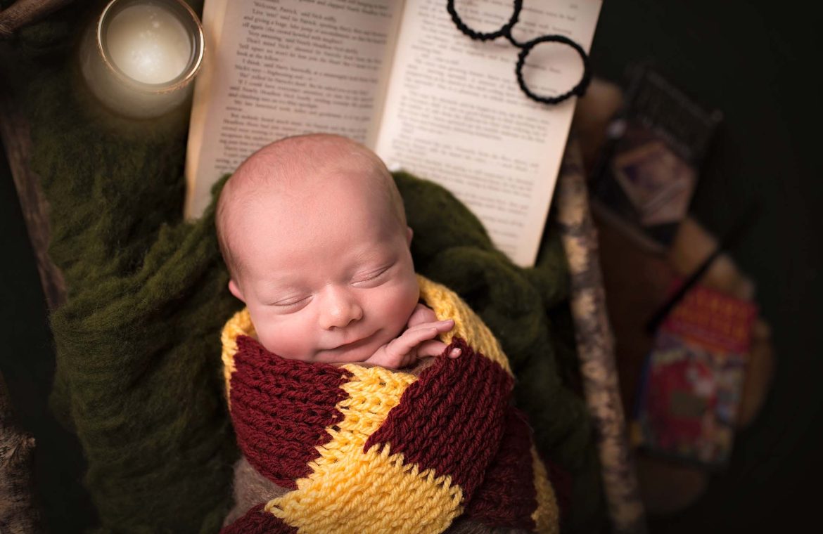 Baby Finn Harry Potter styled newborn photography session Limerick
